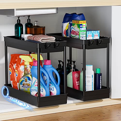 2 Pack Under Sink Organizer, 2 Tier Bathroom Shelf