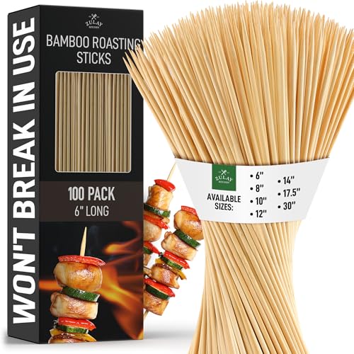 100 Pack Bamboo Skewers 6 Inch BBQ Grilling Sticks