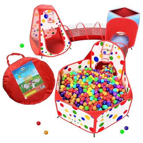 5 Piece Kids Play Tent Tunnel and Ball Pit Set