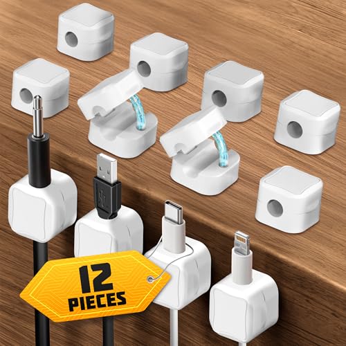 12 Pack Magnetic Cable Clips with Adhesive Pads