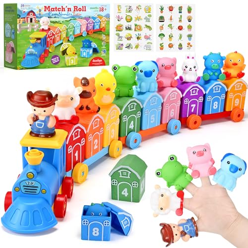 Montessori Farm Animal Train Set for Toddlers Learning
