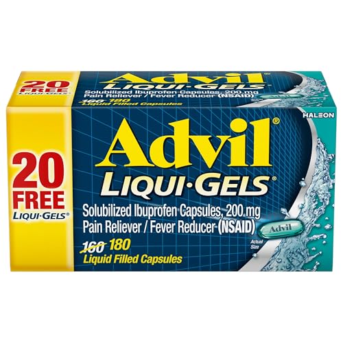 180 Count Advil Liqui-Gels Ibuprofen Pain Reliever Capsules