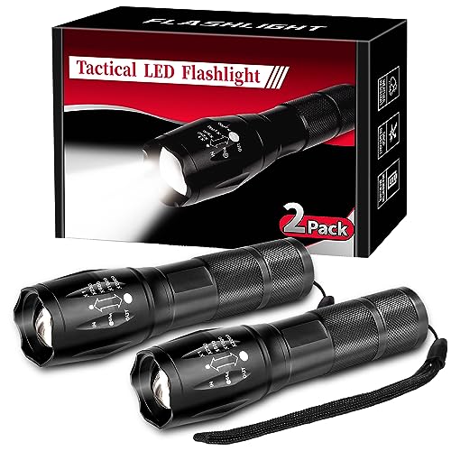2 Pack High Lumens LED Tactical Flashlights Waterproof