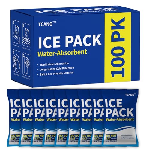 100 Pack Disposable Ice Packs for Lunch Boxes, Coolers