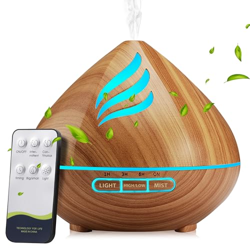 500ML Essential Oil Diffuser with Remote, LED, Auto-Off