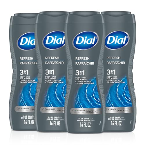 4 Pack Dial Men 3in1 Body Hair Face Wash
