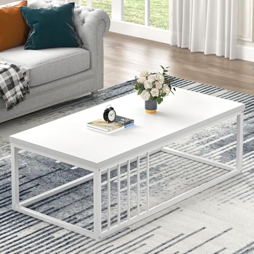 Modern Rectangle Wood and Metal Coffee Table 43.3 Inch