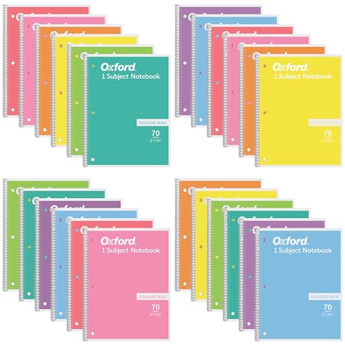 24 Pack College Ruled Spiral Notebooks, 1 Subject