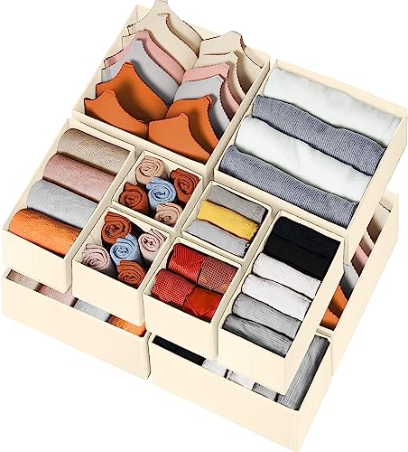 12 Pack Drawer Organizer Bins for Clothes Storage