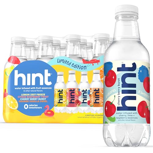 12 Pack Hint Fruit-Infused Flavored Water Bottles
