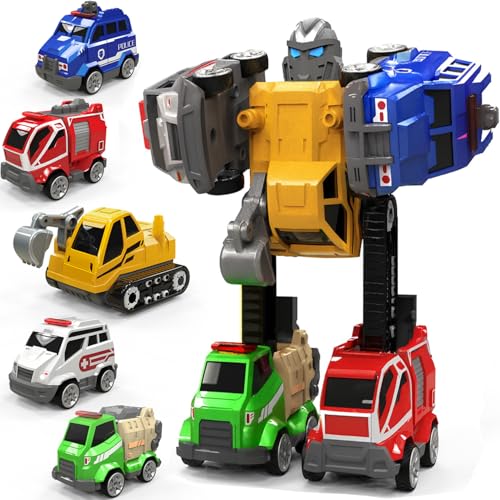 5-in-1 Alloy Construction Transformer Toy Cars Robot Set