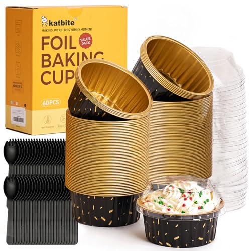 60 Pack Disposable Aluminum Foil Ramekins with Lids