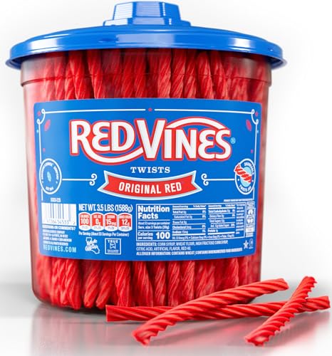 Red Vines Licorice Candy Twists Original 3.5 lb Jar