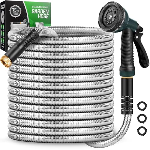 75 FT Garden Hose with 10-Function Nozzle, Kink-Free