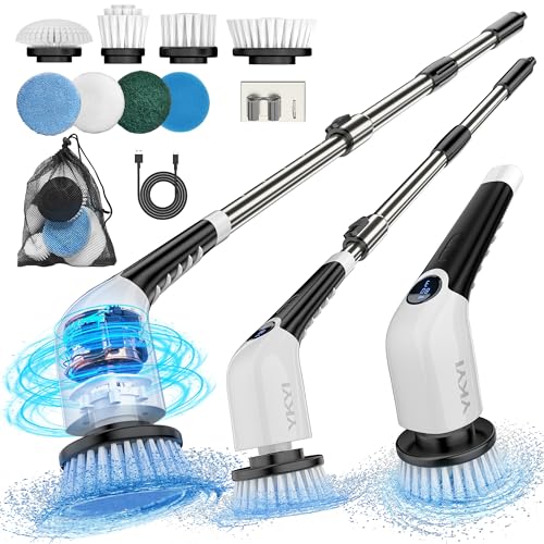 Electric Spin Scrubber Cordless Shower Cleaning Brush, 8 Heads