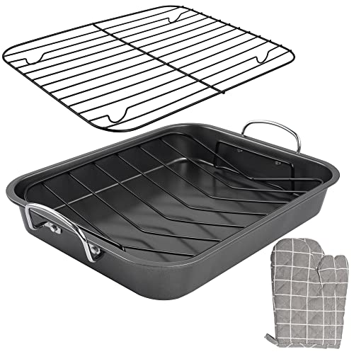 16 x 11.5 Inch Nonstick Roasting Pan with Rack