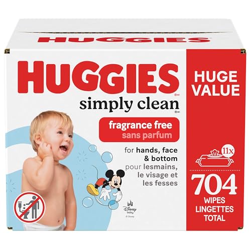 11 Pack HUGGIES Unscented Baby Wipes 704 Count