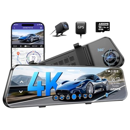 4K Mirror Dash Cam Front and Rear with GPS
