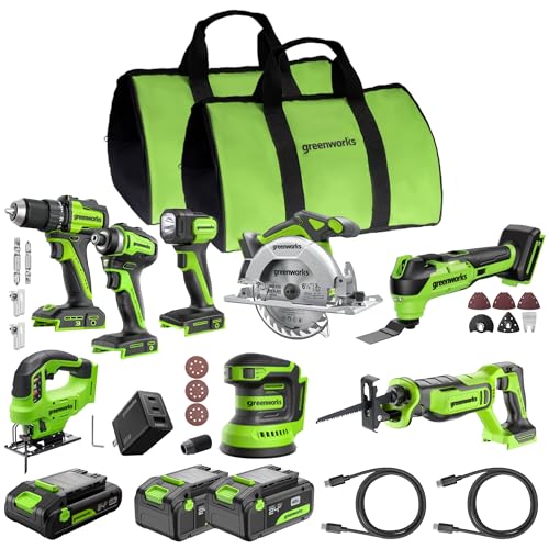 Greenworks 8 Tool 24V Cordless Power Tool Combo Set