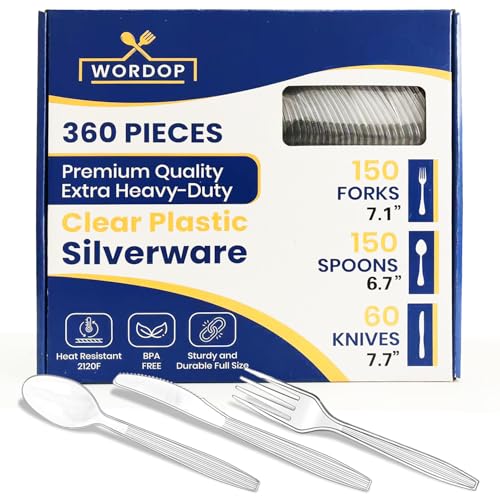 360 Count Extra Heavy Duty Disposable Plastic Silverware Set
