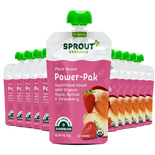 12 Pack Organic Toddler Food Pouches, Apple Apricot Strawberry