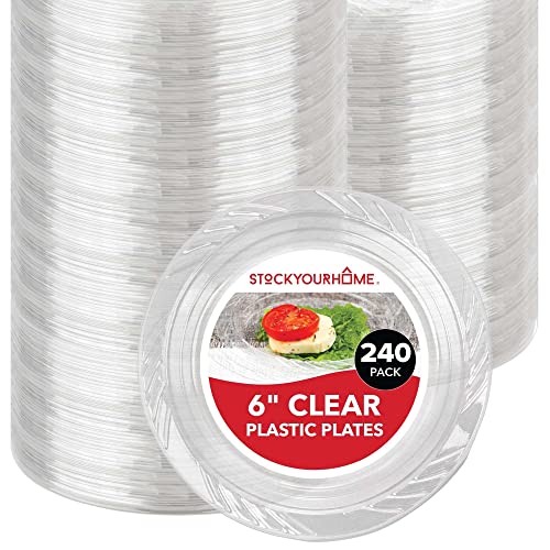 240 Pack 6-Inch Plastic Disposable Dessert Plates