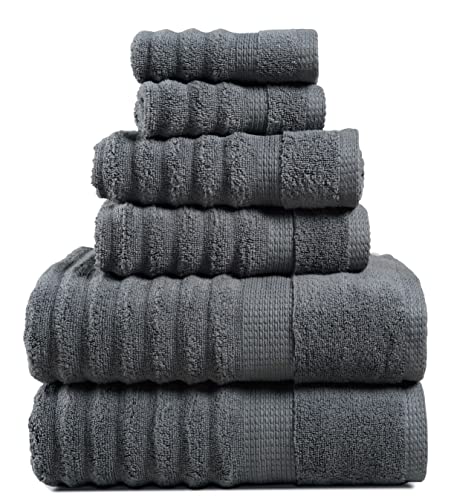 6 Piece Cotton Bathroom Towel Set, Bath Hand Wash