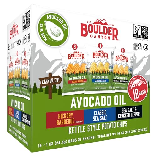 18 Pack Kettle Potato Chips Variety, Avocado Oil