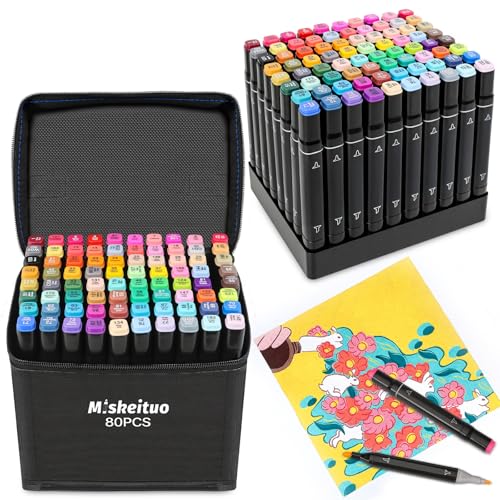 80 Dual Tip Alcohol Art Markers Permanent Set