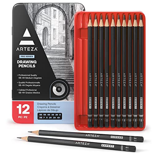 12 Pack ARTEZA Graphite Drawing Sketch Pencils Set