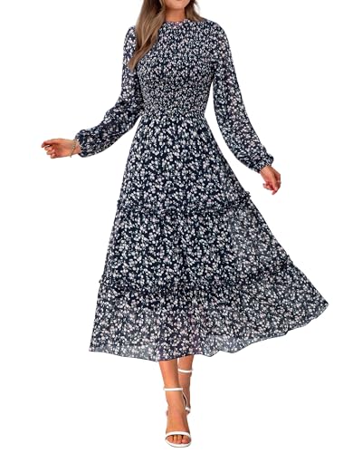 Floral Long Sleeve Ruffle Maxi Dress for Women (10 Colors)