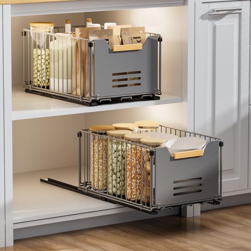 2 Pack Pull Out Cabinet Organizer Slide Out Drawers