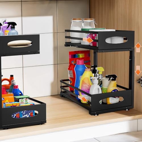 2 Pack Under Sink Organizer, Adjustable Pull Out Shelf
