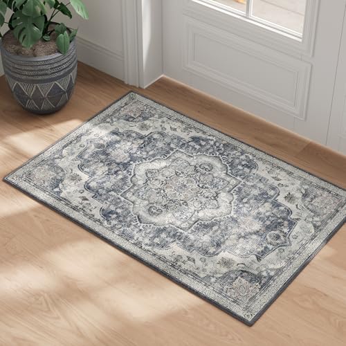 Area Rug 2x3 ft, Non-Slip Vintage Washable Carpet