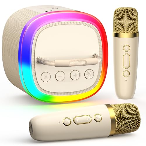 Mini Karaoke Machine with 2 Wireless Microphones Kids