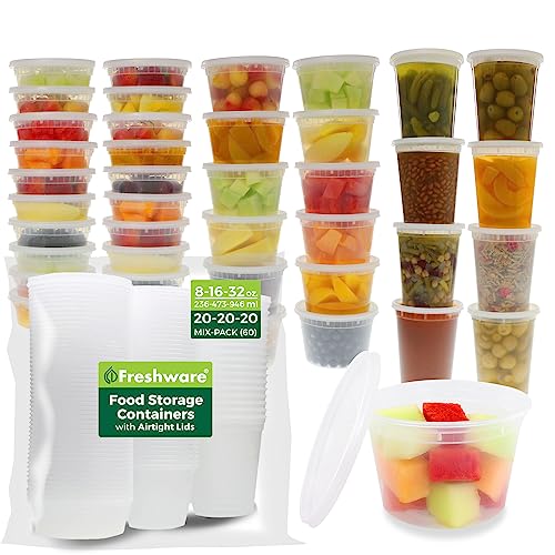 60 Pack Food Storage Containers with Lids, Assorted Sizes