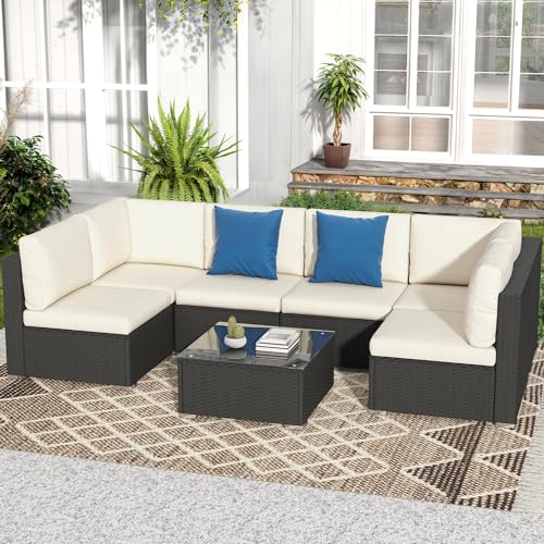 7 Piece Patio Furniture Set Outdoor Sectional Sofa Table