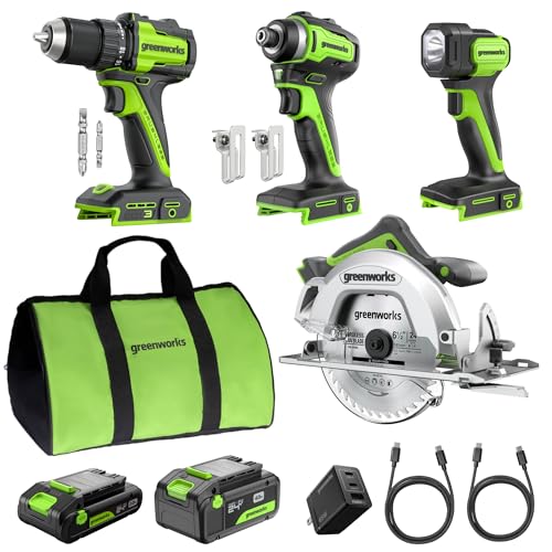 Greenworks 24V Cordless 4-Tool Power Tool Combo Kit