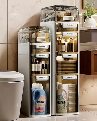 4-Tier Slim Bathroom Storage Cabinet with Adjustable Shelves