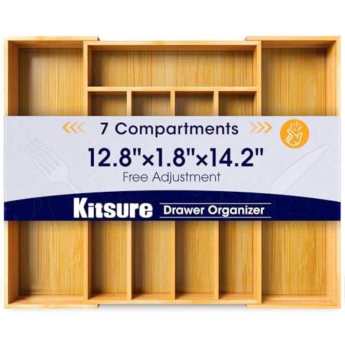 Expandable Bamboo Silverware Drawer Organizer, 6-8 Slots