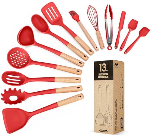 13 Piece Silicone Kitchen Utensil Set with Spatulas