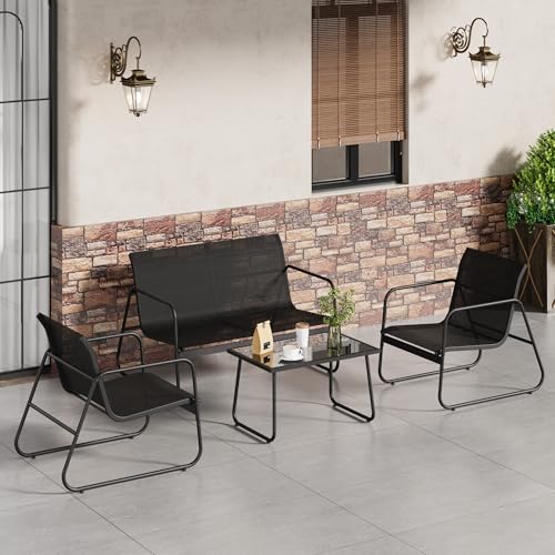 4 Piece Patio Conversation Set with Chairs and Table