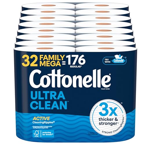 32 Pack Cottonelle Ultra Clean Toilet Paper Mega Rolls