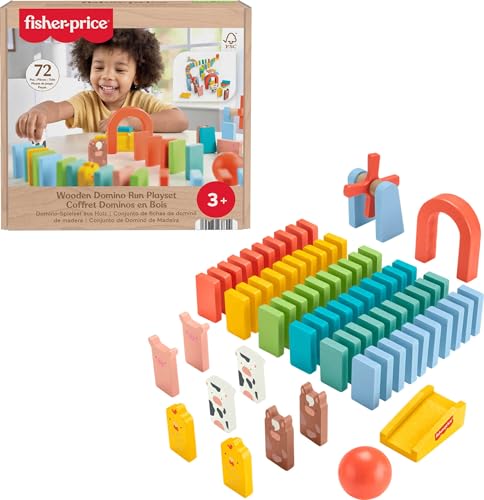 Fisher-Price Wooden Domino Run Building Set, 72 Pieces