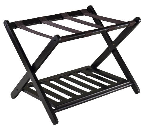Foldable Luggage Rack with Storage Shelf, No Assembly