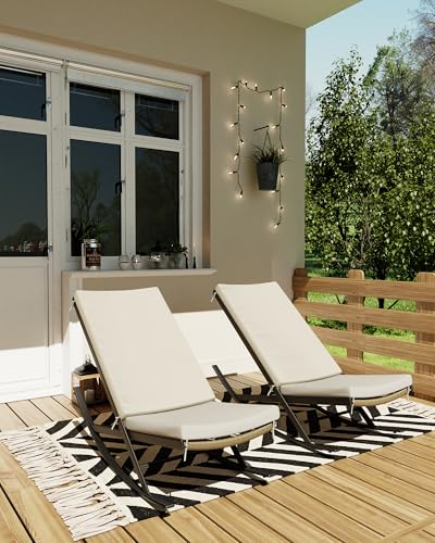 Set of 2 Outdoor Rocking Lounge Chairs Reclining Patio Chaise Lounge