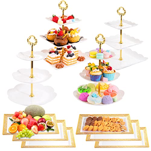 4 Pack 3-Tier Cupcake and Cake Stand Set