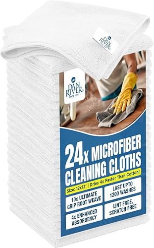 24 Pack Microfiber Cleaning Cloths Ultra Absorbent Towels
