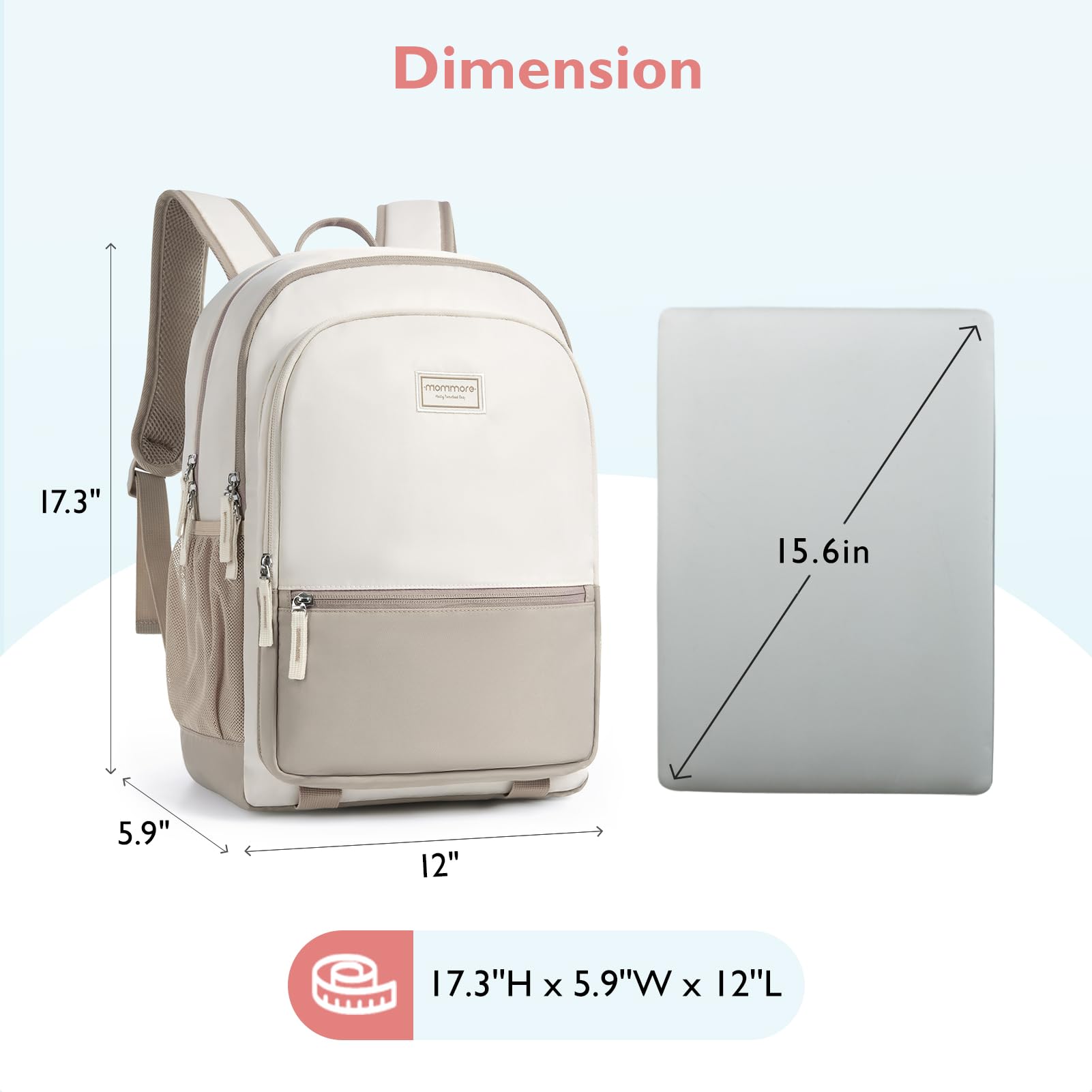 mommore Lightweight Water Resistant School Backpack