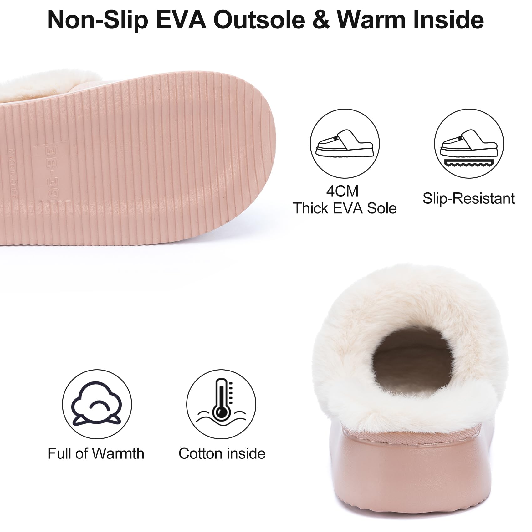 GOEWY Women's Fuzzy Memory Foam Slippers